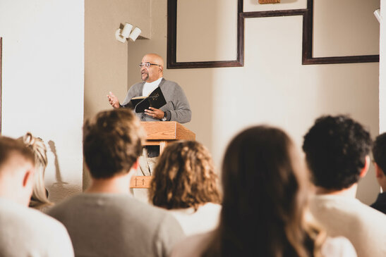 Pastor Giving the Sermon on a Sunday Morning