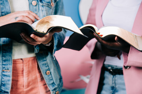 Young Women Reading the Bible Together