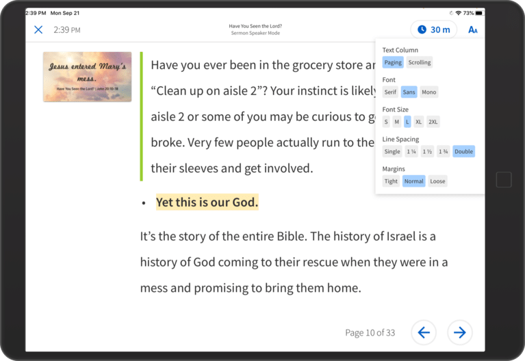 Logos Preaching Mode screen shot