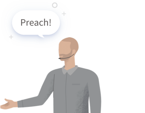 Graphic of man saying 'Preach'