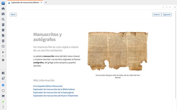 Interactivo Explorador de manuscritos bíblicos