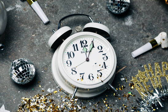 Clock Striking Midnight on New Year's
