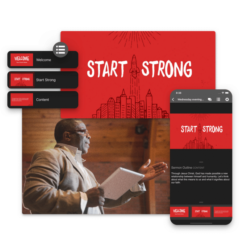 Proclaim Remote app controlling a presentation