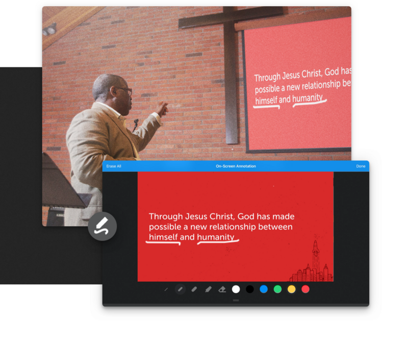 On-screen annotation from Proclaim Remote