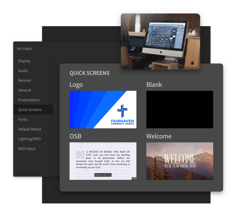 Custom Quick Screen in Proclaim