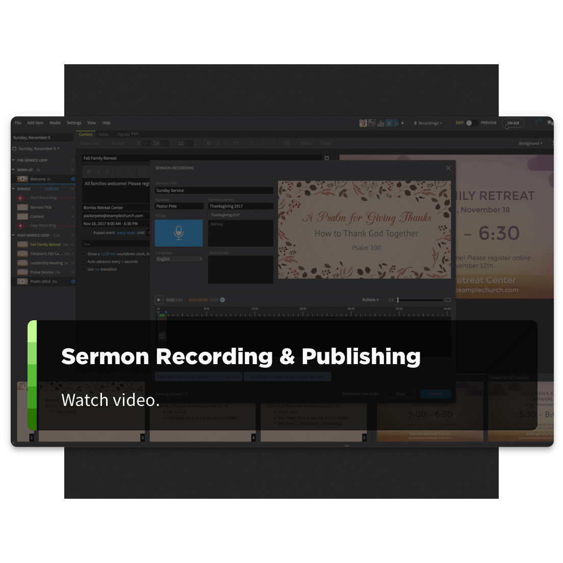 Sermon Recording in Proclaim