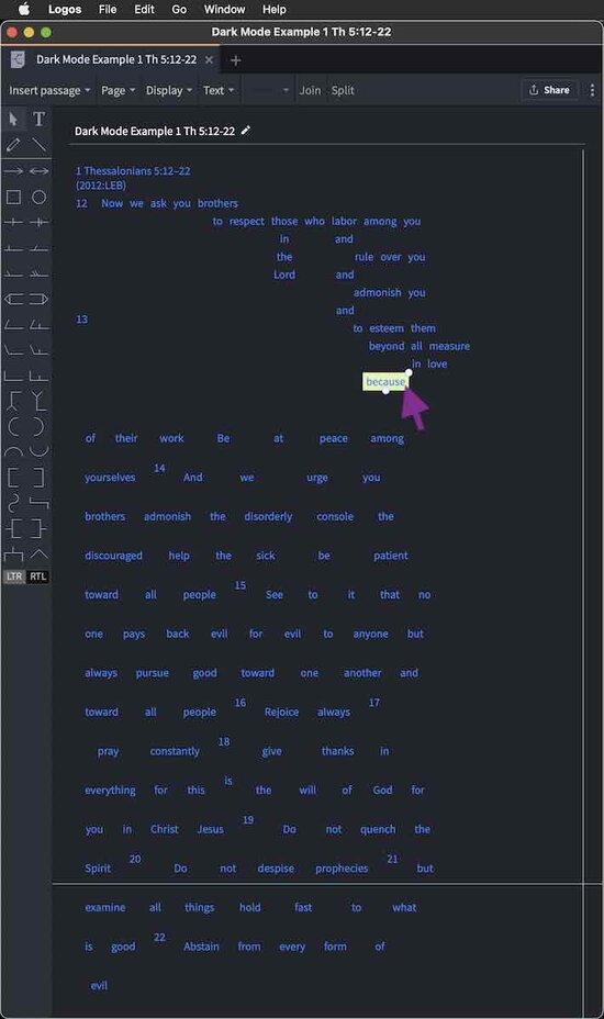 94B3 Dark Mode Sentence Diagram Example