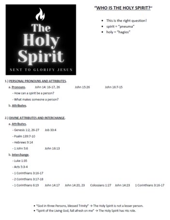 Who Is The Holy Spirit SS