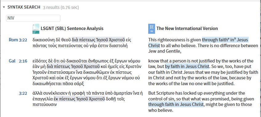 Lexham Sentence Search Results