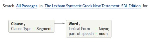 Sample Lexham Sentence Syntax Search
