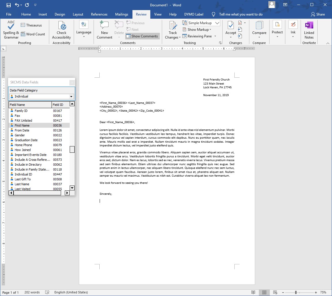 Word Document Template With Data Fields Inserted