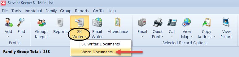 Membership Manager - SK Writer - Word Documents Button