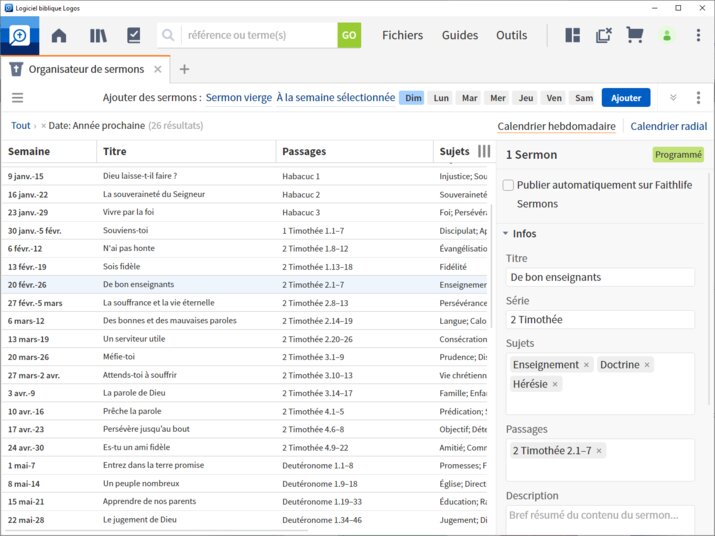 Logos Bibelsoftware Predigtkalender