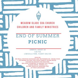 Blue & White Creative Picnic Invitation