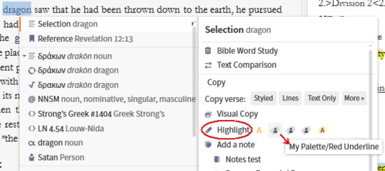 Highlight choice in Context menu