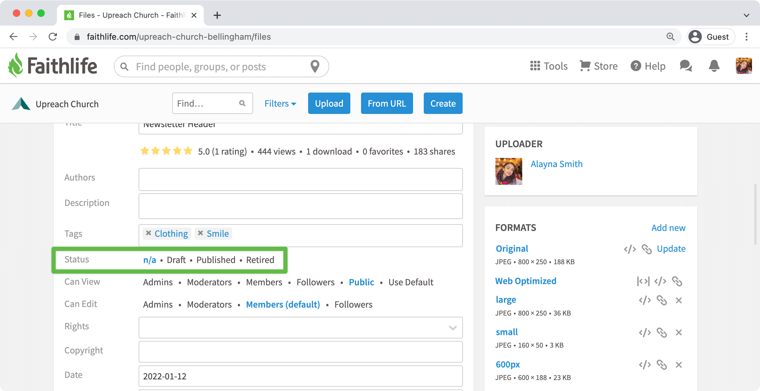 Set status for file