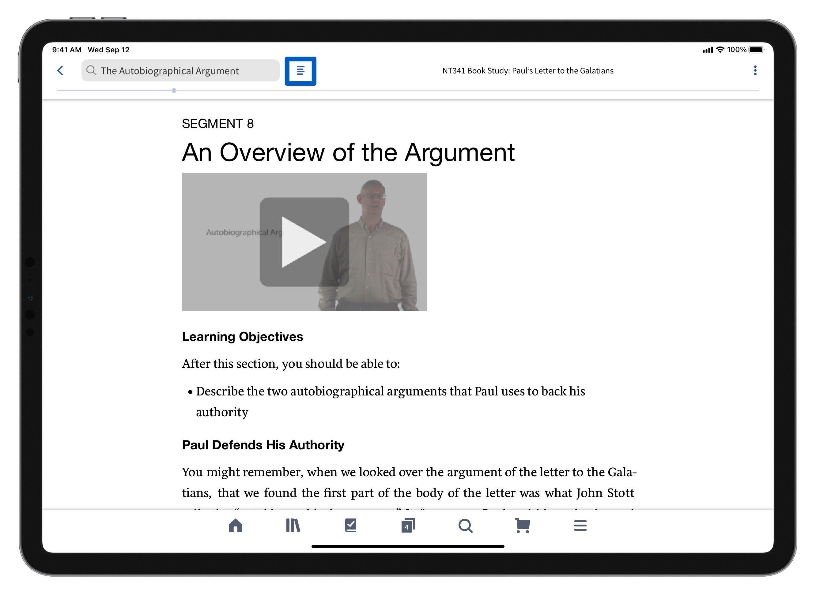 Reading mobile ed in the Logos mobile app