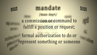 This animation includes a definition of the word mandate.