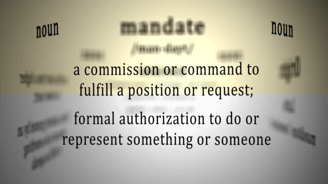 This animation includes a definition of the word mandate.
