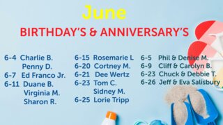 June Birthdays Anniversary's