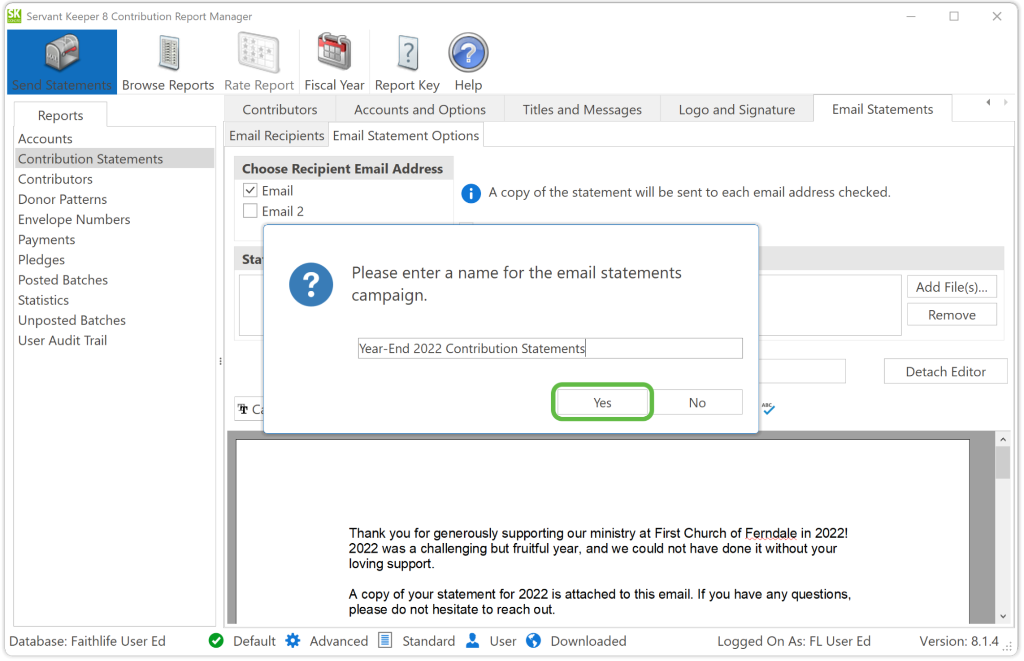 Desktop - Emailing Contribution Statements | Article