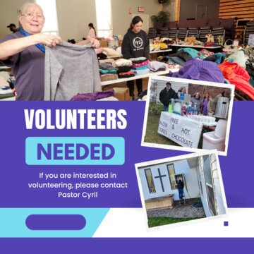 If you are interested in volunteering, please contact Pastor Cyril