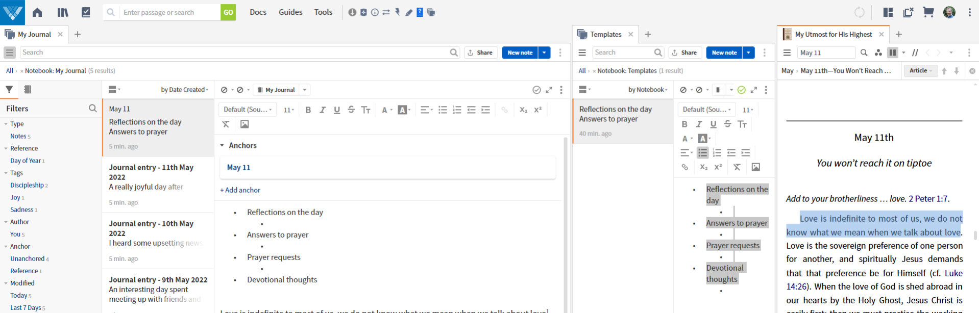create layout for journaling