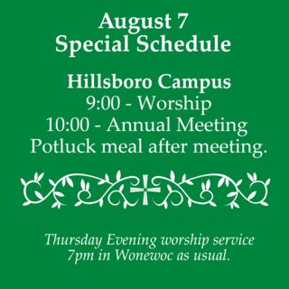 Worship Times Voters Meeting Aug 22