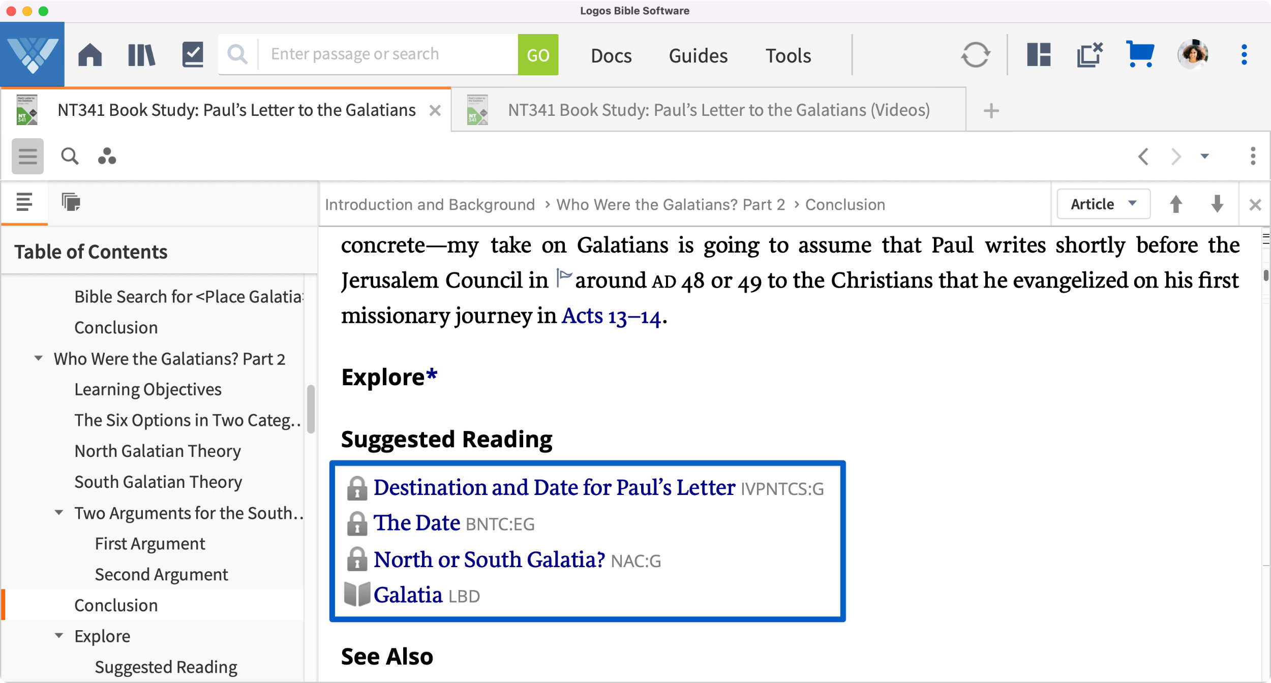 Additional readings in course