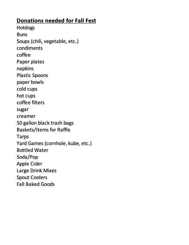 Fall Fest Donations Needed Copy