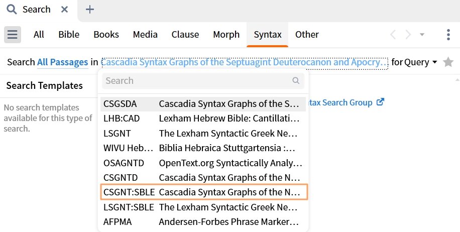 Selecting a Syntax Search Resource