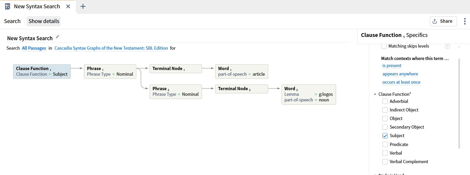 Specifying a Subject Function