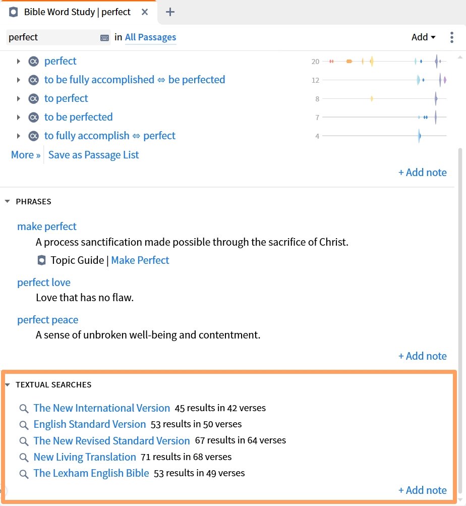 Textual Searches Section