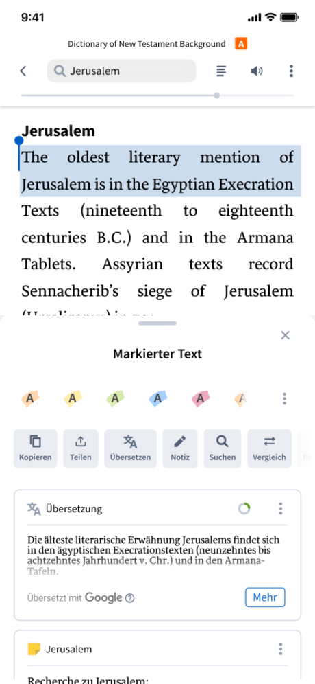 Bibeltext Bildschirmfoto vertikal mit Symbolleisten