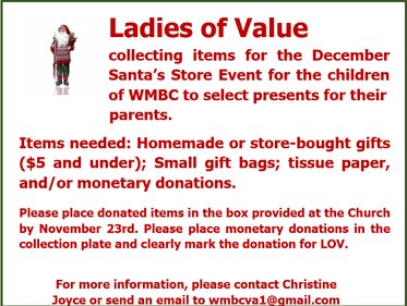 SANTA SHOP DONATIONS - FOR WEBSITE AND ANNOUNCEMENTS