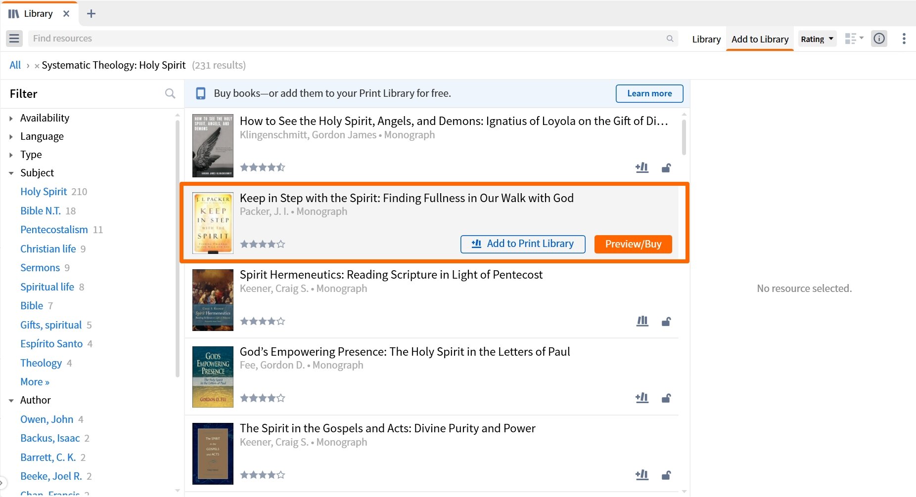 Hover over book to see more options
