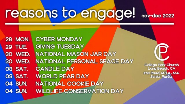 Reasons To Engage! Nov Dec