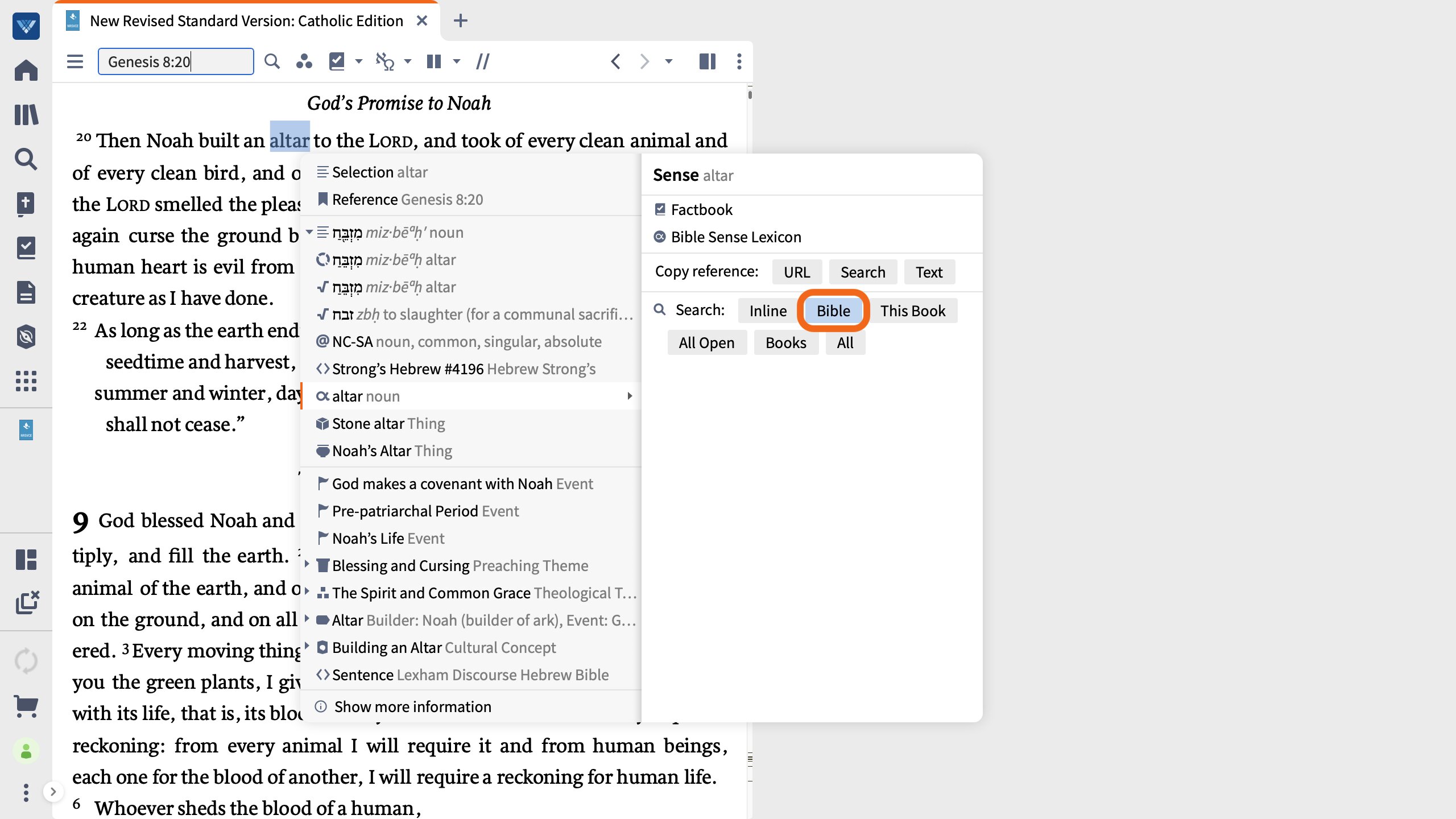 Sense Search From Context Menu