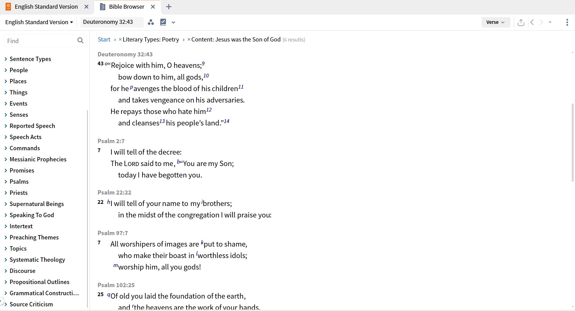 Explore datasets with Bible Browser