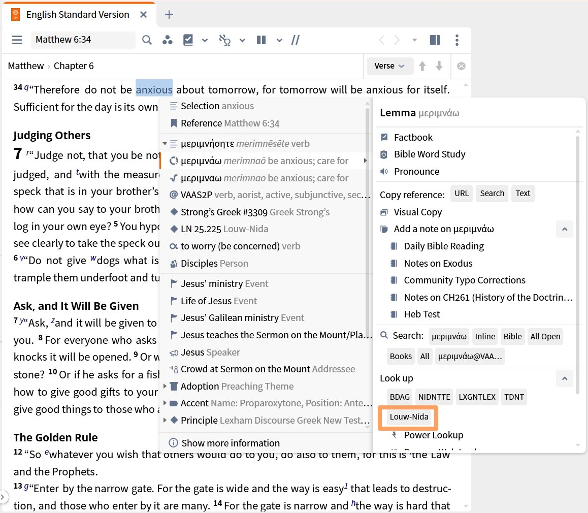 Louw-Nida from Context Menu