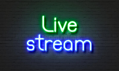 Live Stream Neon Sign Brick Wall Background-87058161