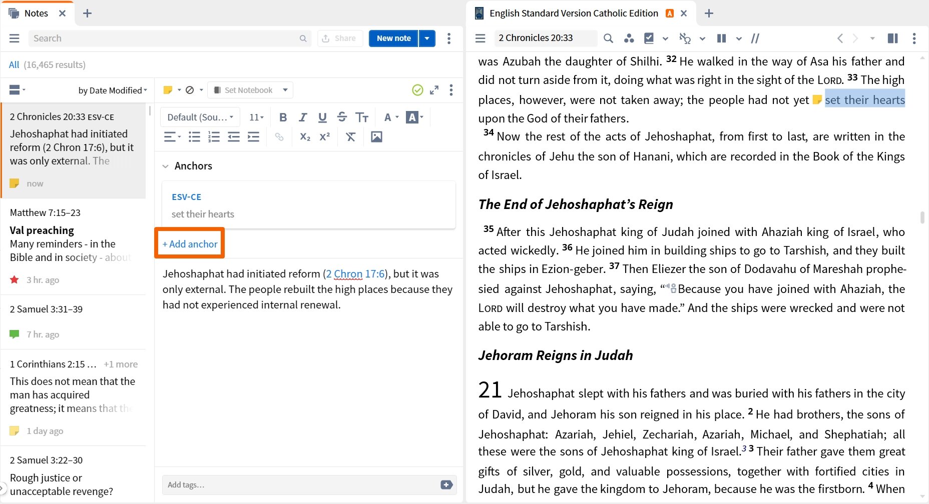 How do I add and manage note anchors? – Verbum Support