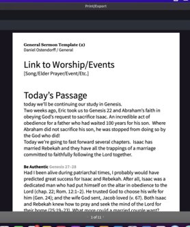 sermon export with text