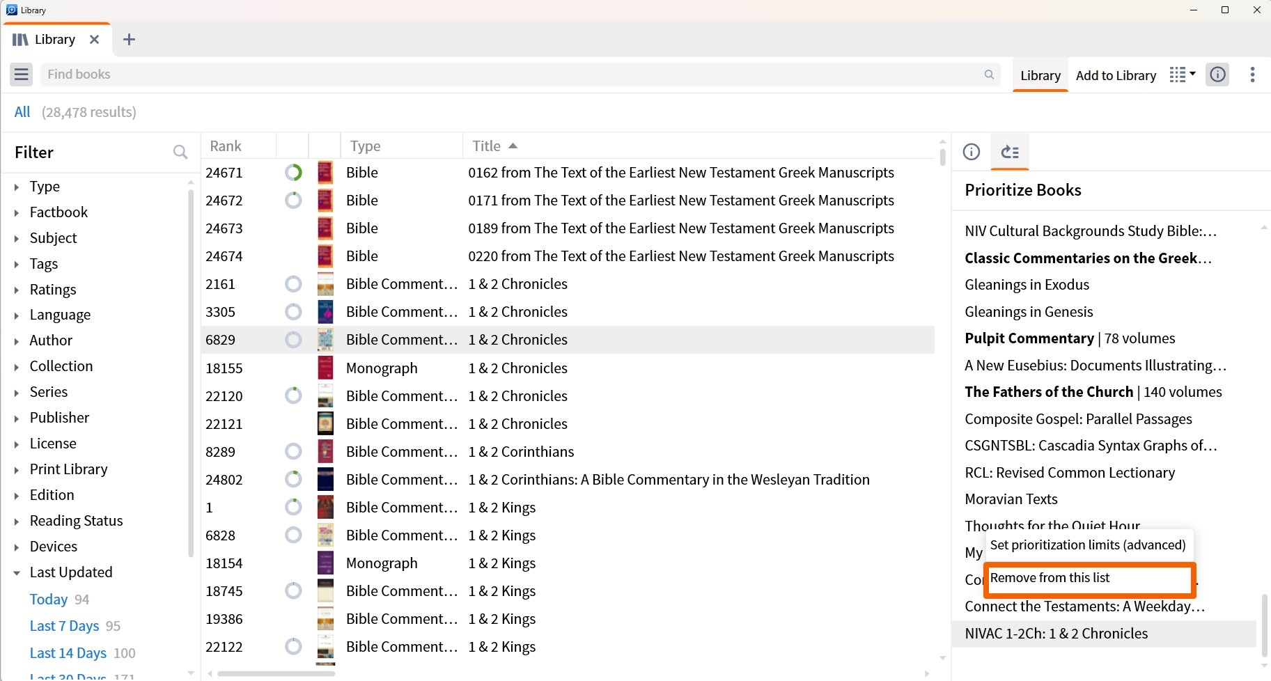 Remove from prioritization list