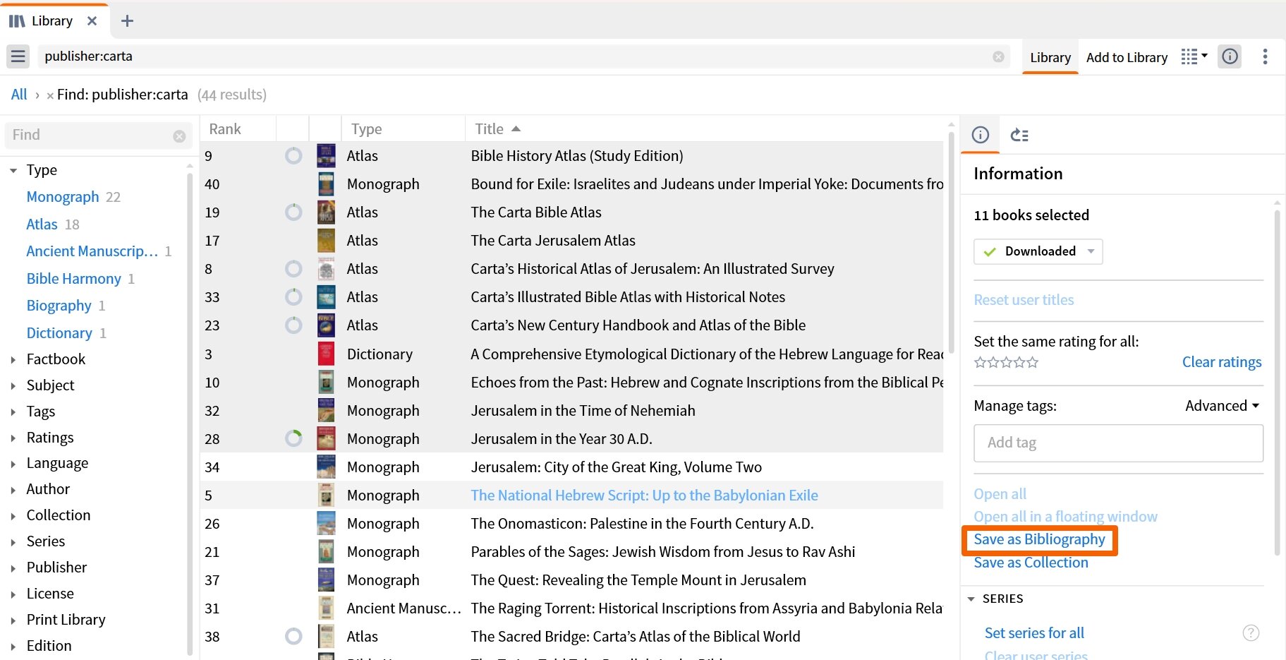 Save as bibliography