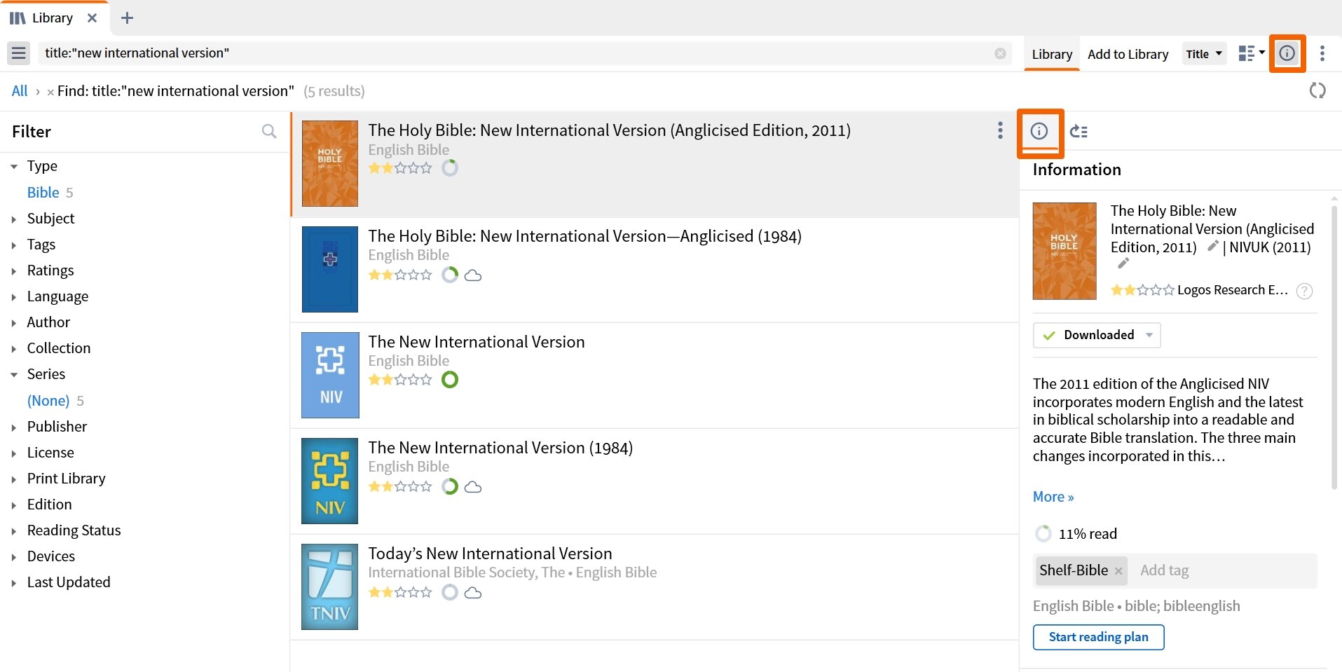 Information sidebar