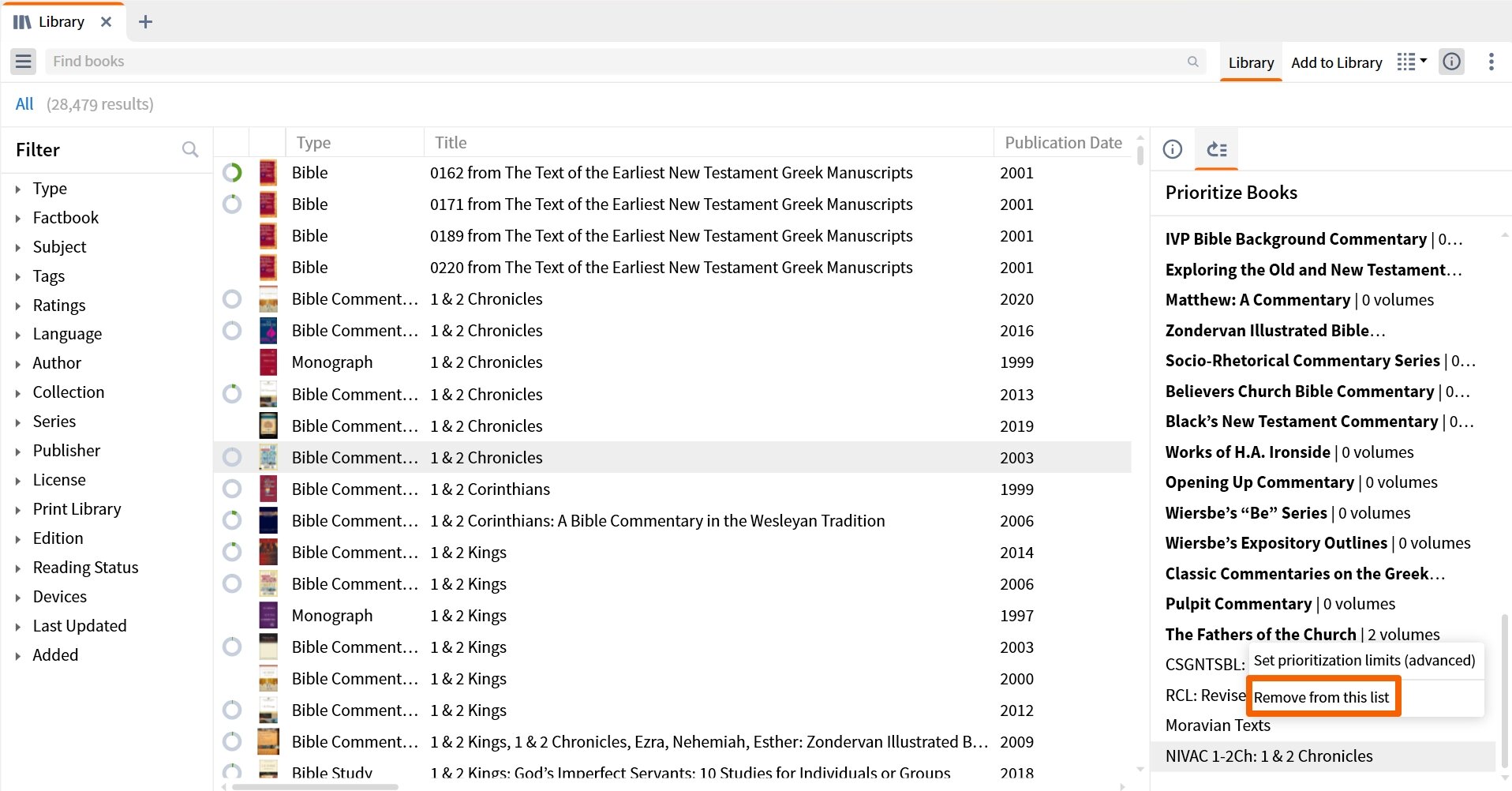 Remove from prioritization list
