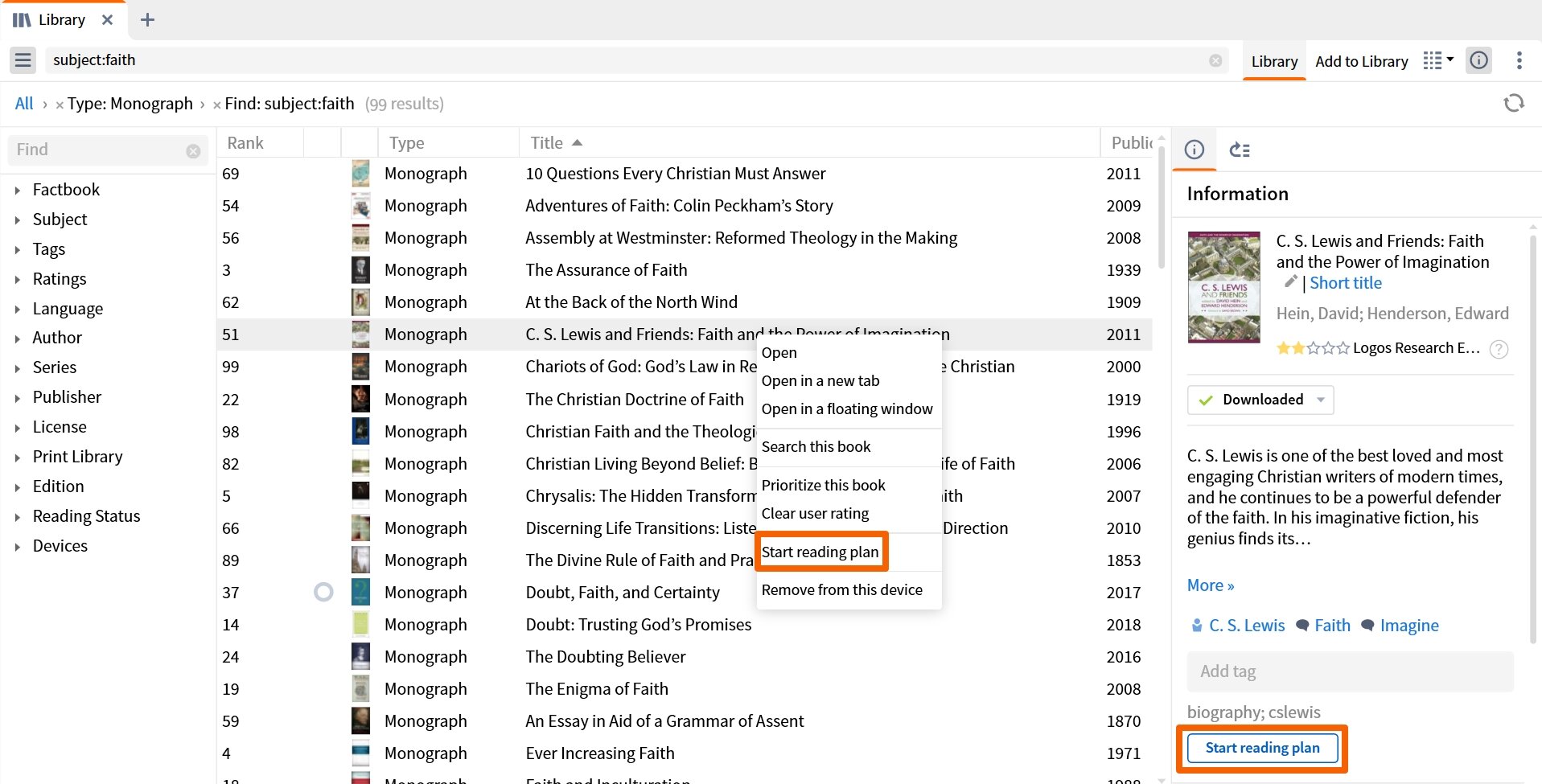 Start a reading plan