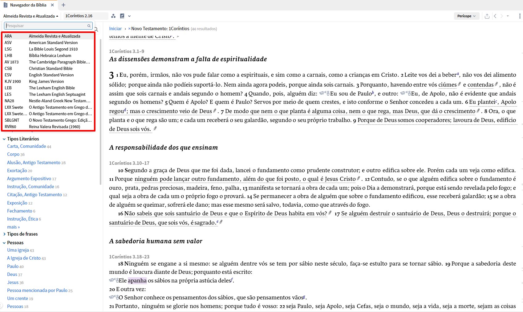 Selecionar 3 Versão Bíblica