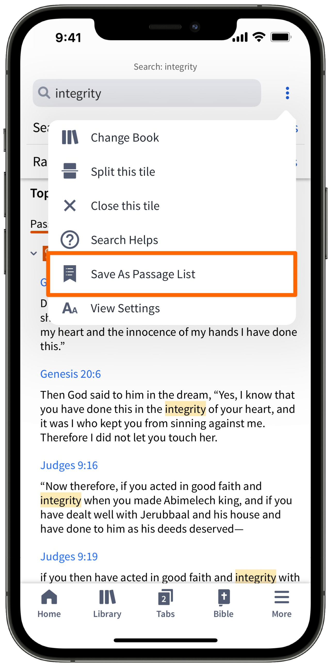 Save Search To Passage List